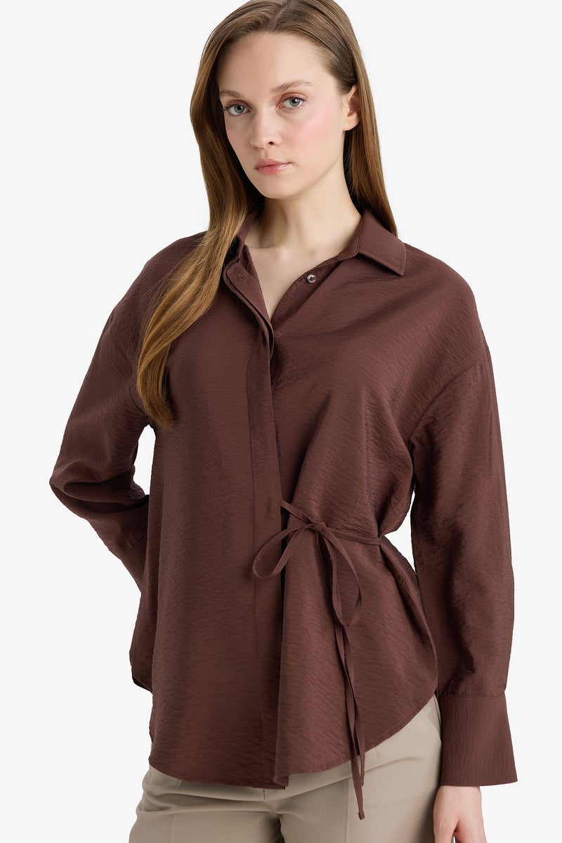 DeFacto Brown Woman Regular Fit Long Sleeve Tunic Casual - Image 1